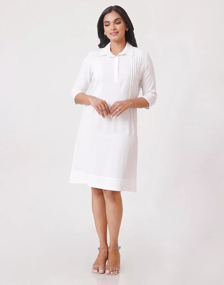 ¾ Sleeves Dress with Pintuck Detail