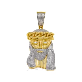 10K GOLD DIAMOND JESUS HEAD PENDANT 1.09 CT