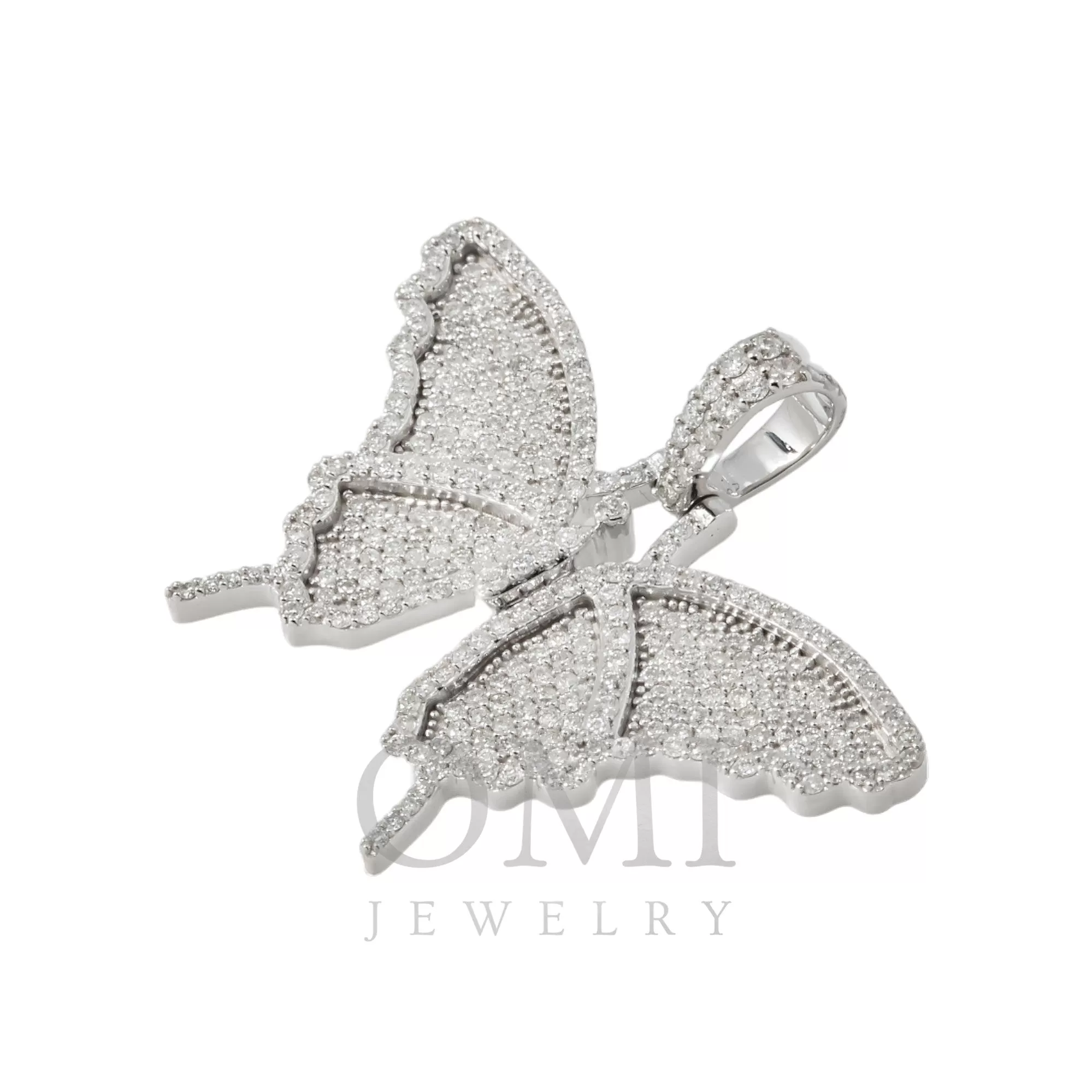 10K GOLD ROUND DIAMOND BUTTERFLY PENDANT 1.45 CT