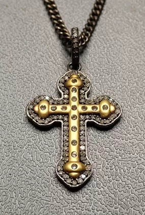 14 K GOLD/DIAMOND CROSS NECKLACE