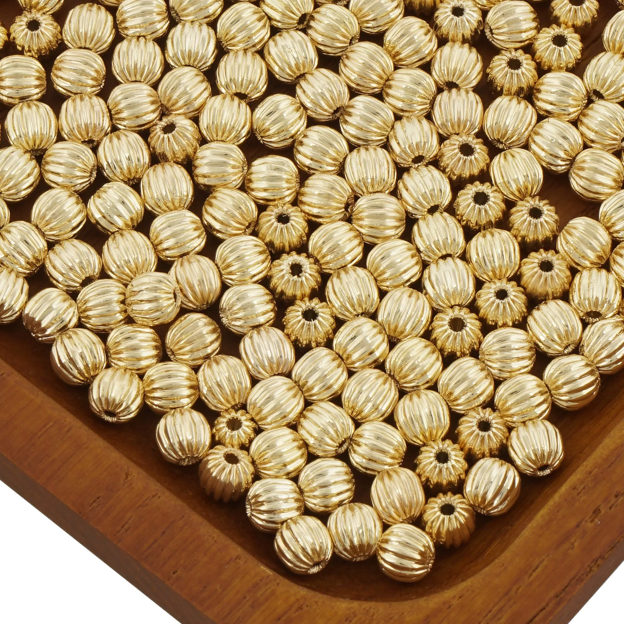 14K Gold Filled Brass Pumpkin Beads Spacer Beads for Bracelet Necklace Jewelry Making Supply Wholesale 50pcs/bag