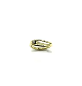 14k Gold Wavy Band W/ 3 Pt Diamond