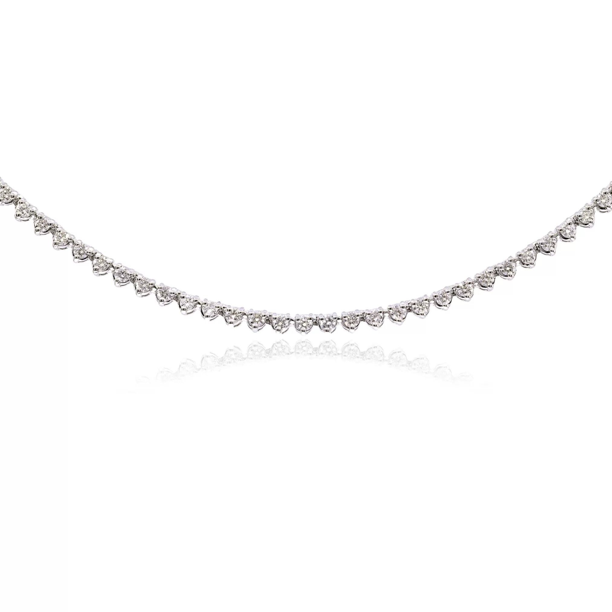 14K WHITE GOLD DIAMOND TENNIS NECKLACE - 3.98CTW