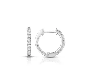 14k White Gold French Cut In/Out Hoops