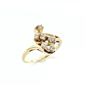 14k Yellow Gold Diamond Swirl Ring