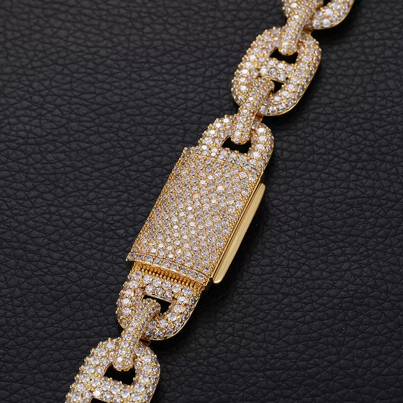 15mm Box Clasp Iced Out Chain/Bracelet