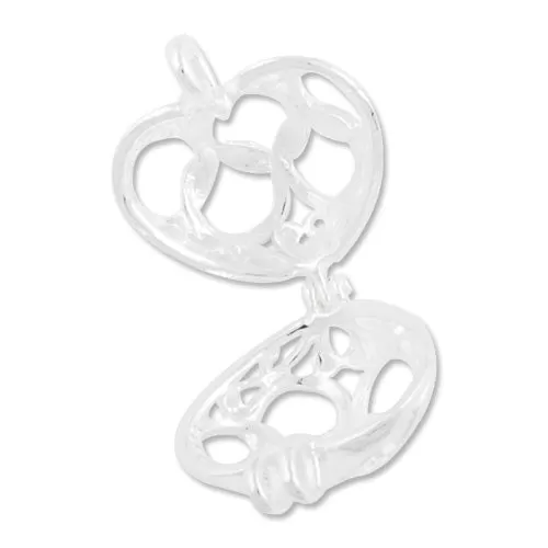 16*19MM Silver Filigree Heart Brass Cage Pendant ,Sold 20 PCS Per Pkg