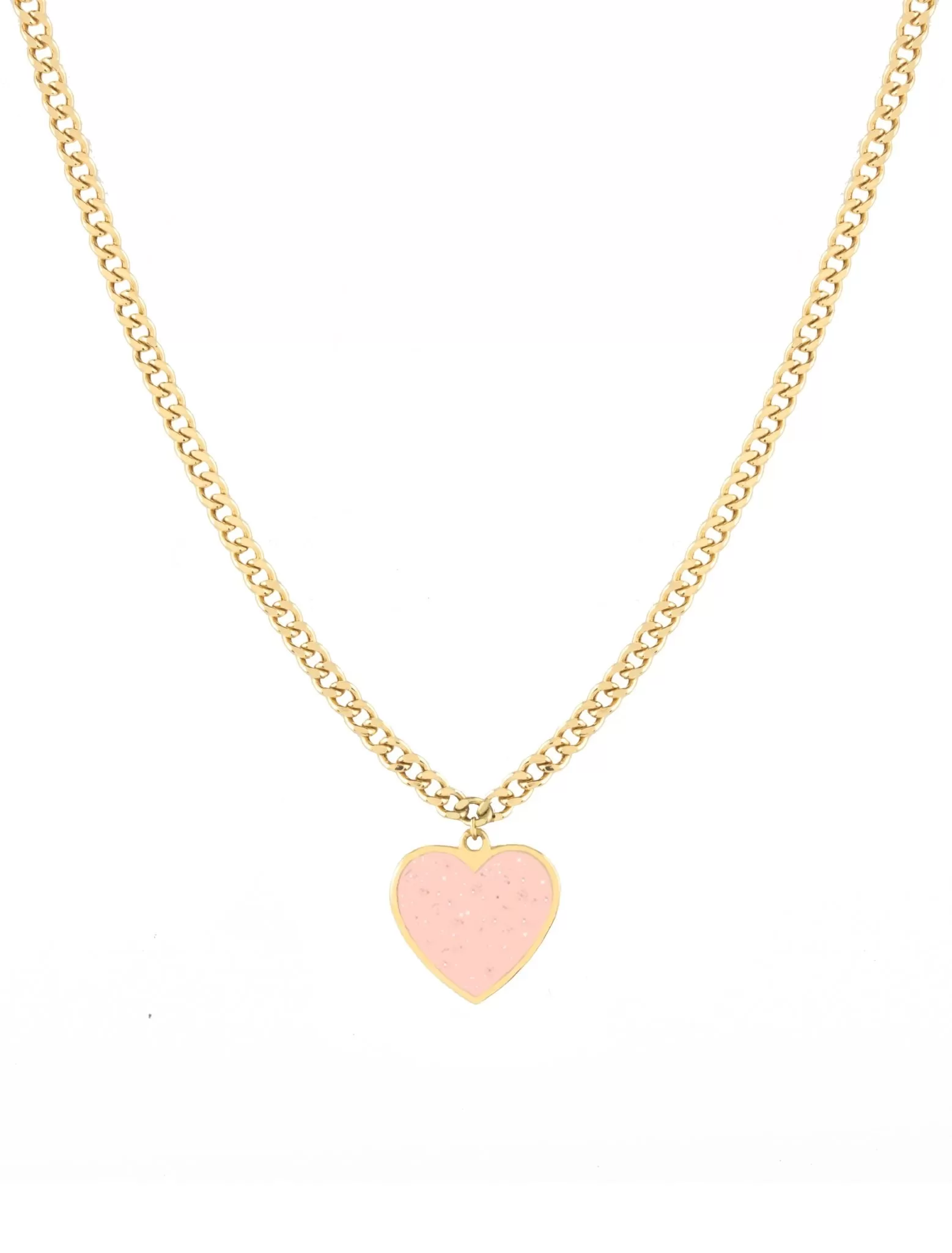 18K Gold Radiant Heart Cuban Link Necklace