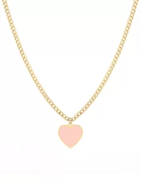 18K Gold Radiant Heart Cuban Link Necklace