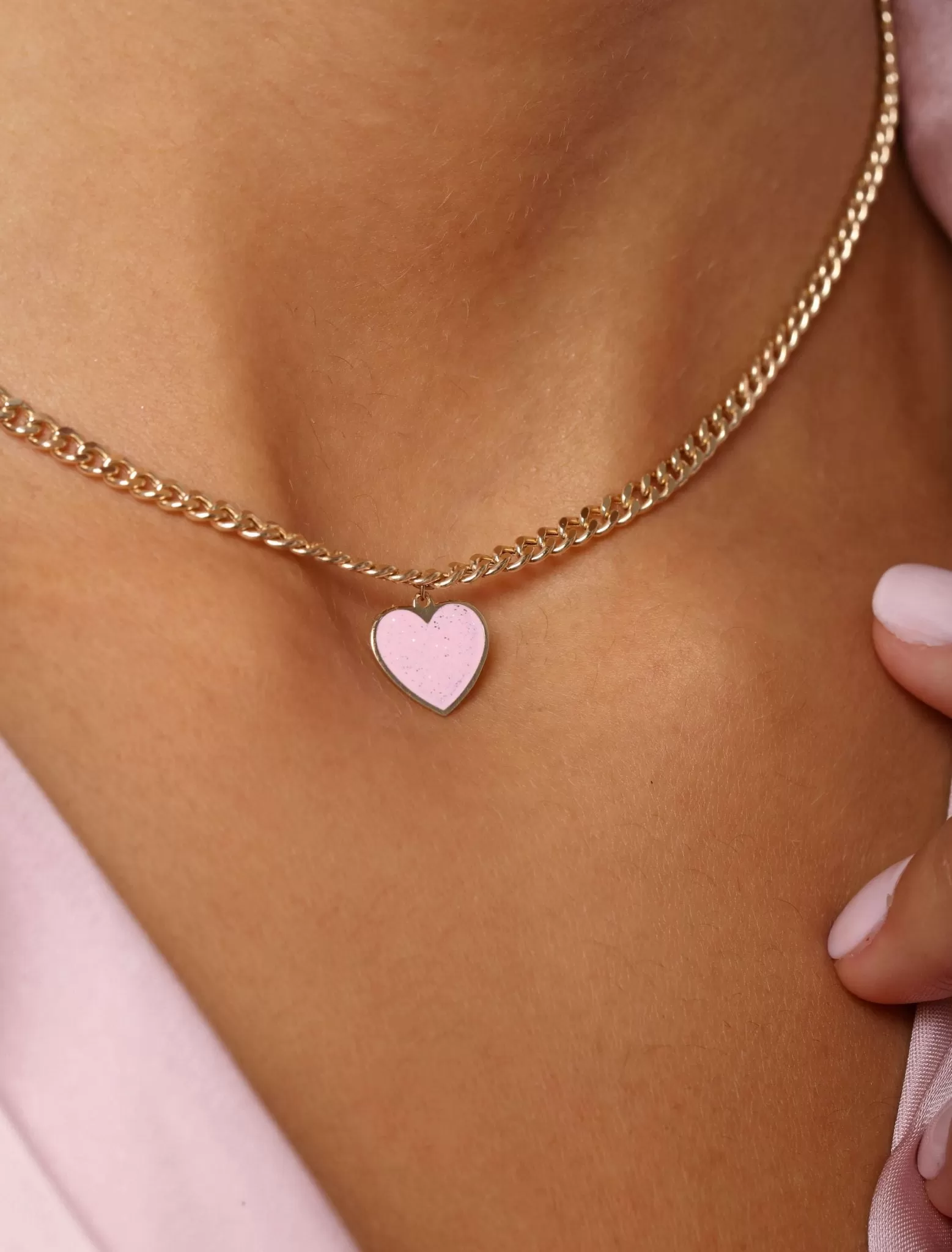 18K Gold Radiant Heart Cuban Link Necklace