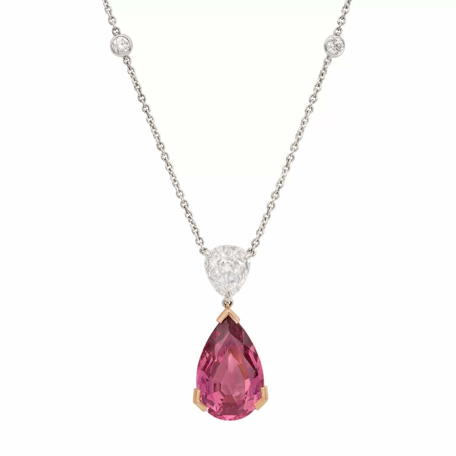 18K Rose Gold & Platinum Pink Spinel and Diamond Necklace