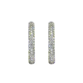 18KT W/G Inside/Outside Pave Diamond Hoops