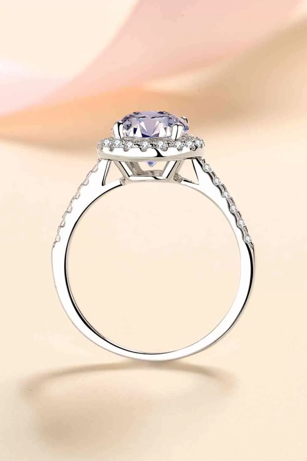 2 Carat Moissanite 925 Sterling Silver Halo Ring