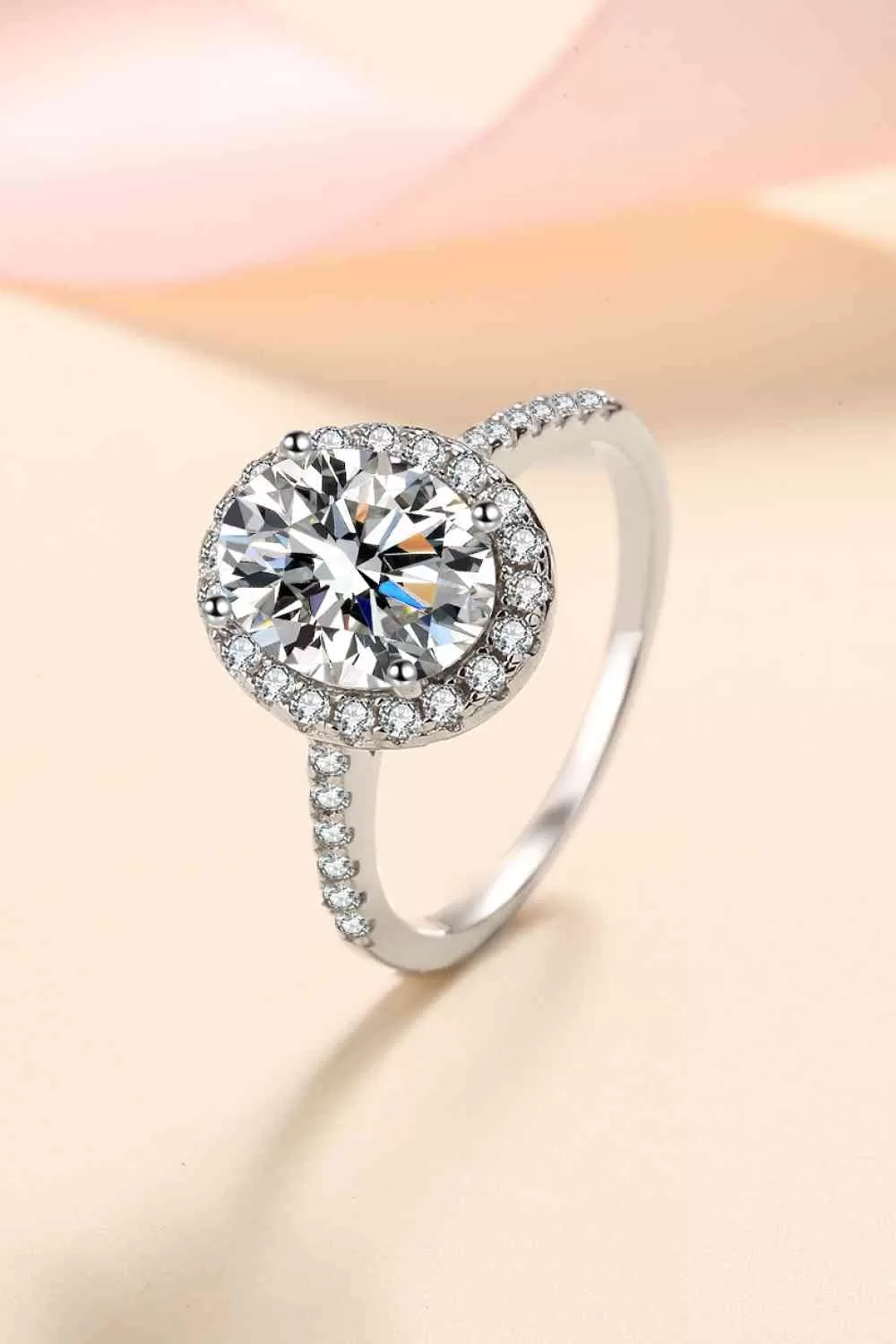 2 Carat Moissanite 925 Sterling Silver Halo Ring