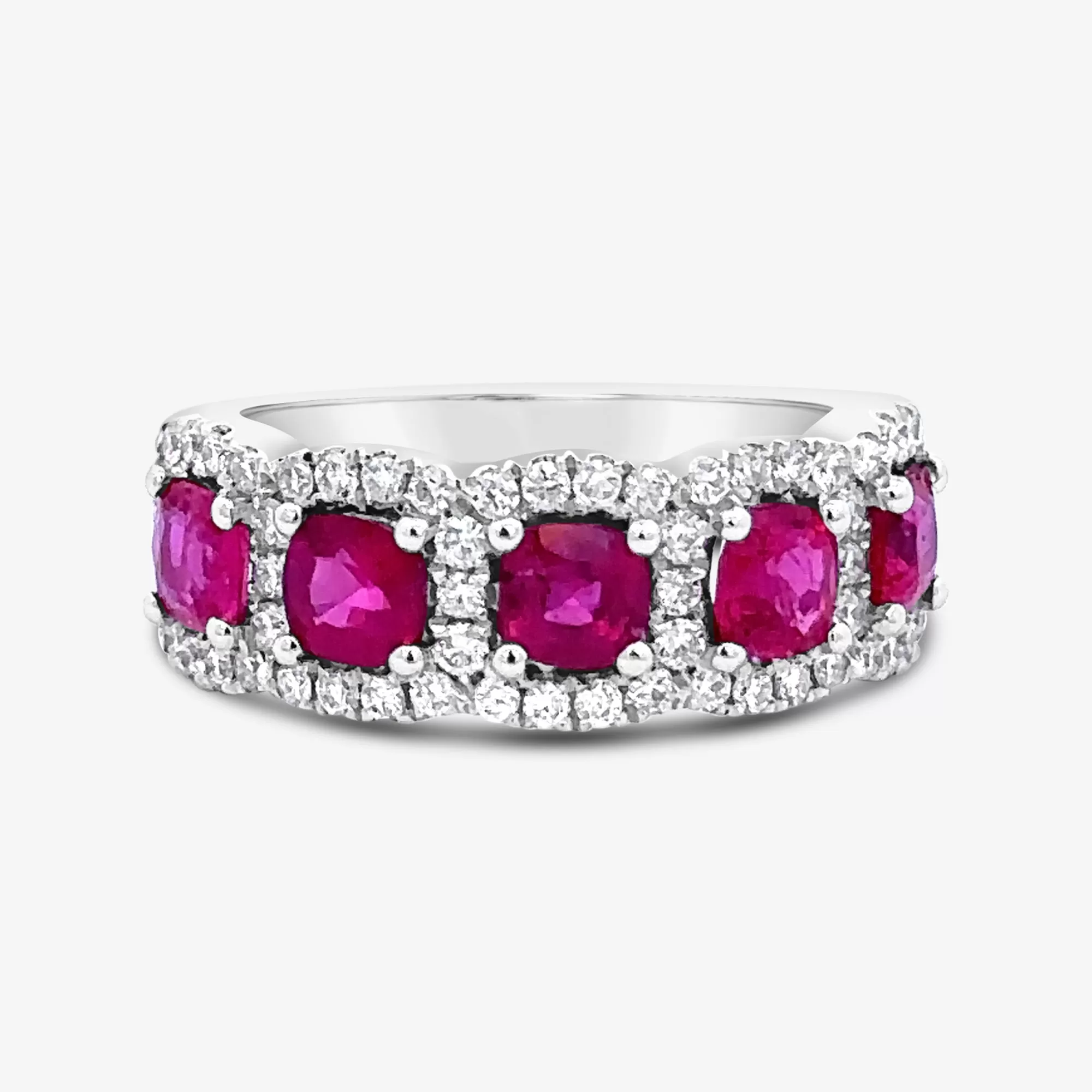 5 Cushion Shapes Ruby & Diamond Small Ring