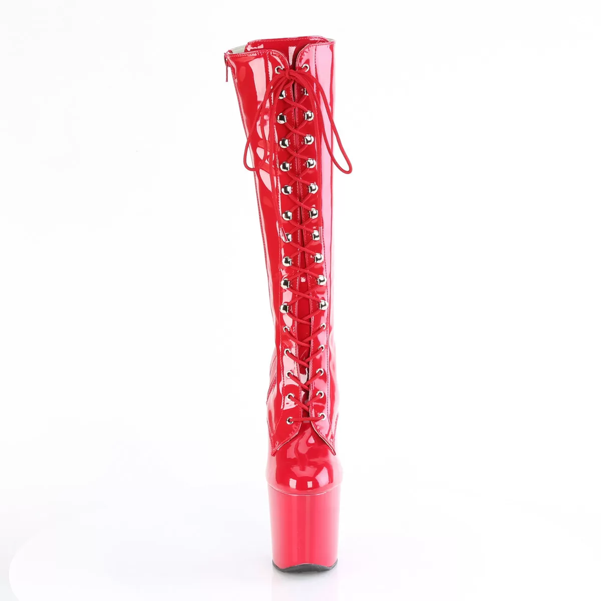 8 Inch Heelless CRAZE-2023 Red Stretch Patent