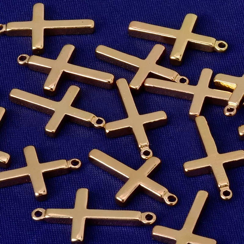 About 11*2MM tibetara Brass stamping blanks Personalize charms Cross Pendants hand stamped jewelry supplies plated gold 20pcs