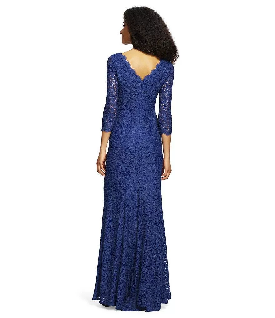 Adrianna Papell - Long Sleeves Lace Long Dress 91879130