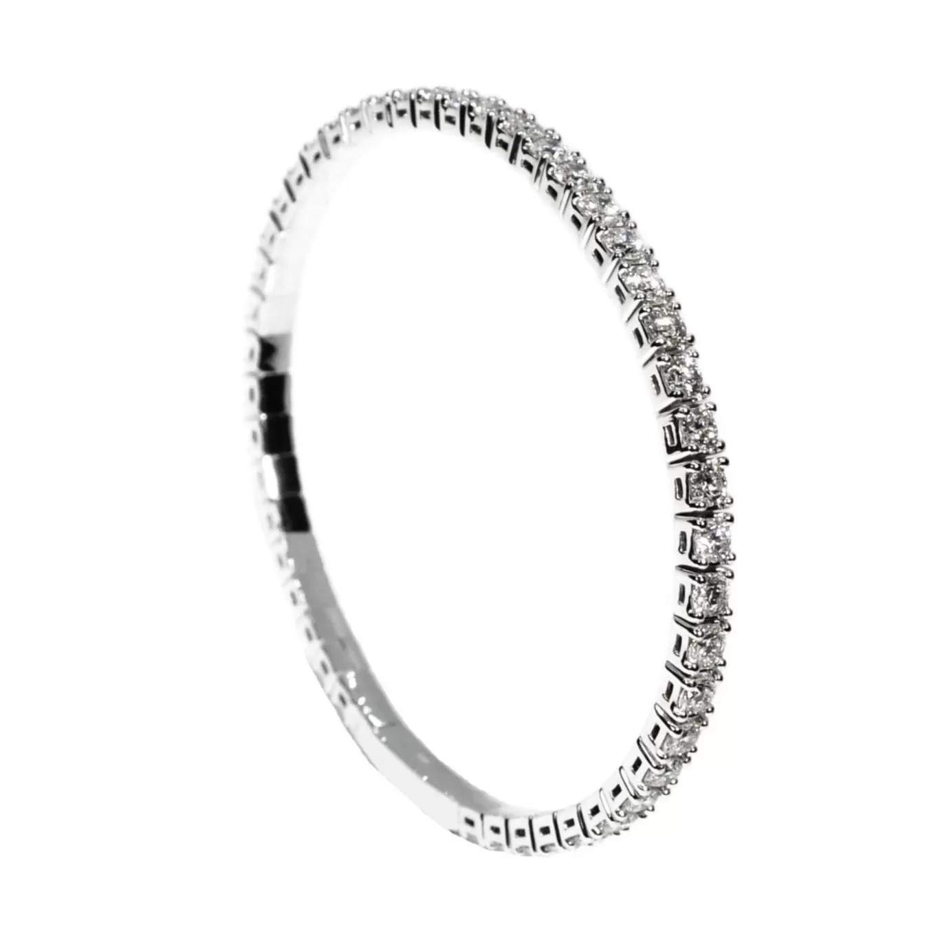 AFJ Diamond Collection  - Flexible Bracelet with Diamonds, 18k White Gold