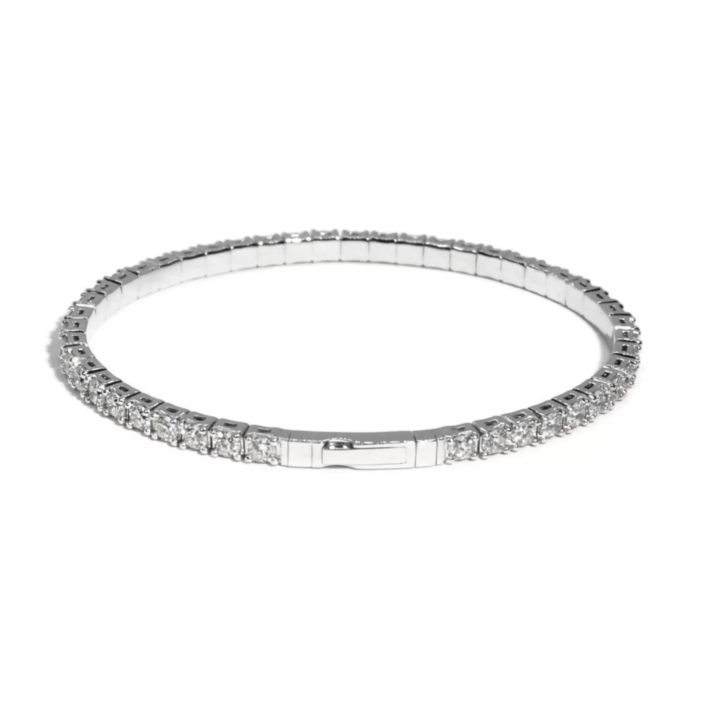 AFJ Diamond Collection  - Flexible Bracelet with Diamonds, 18k White Gold