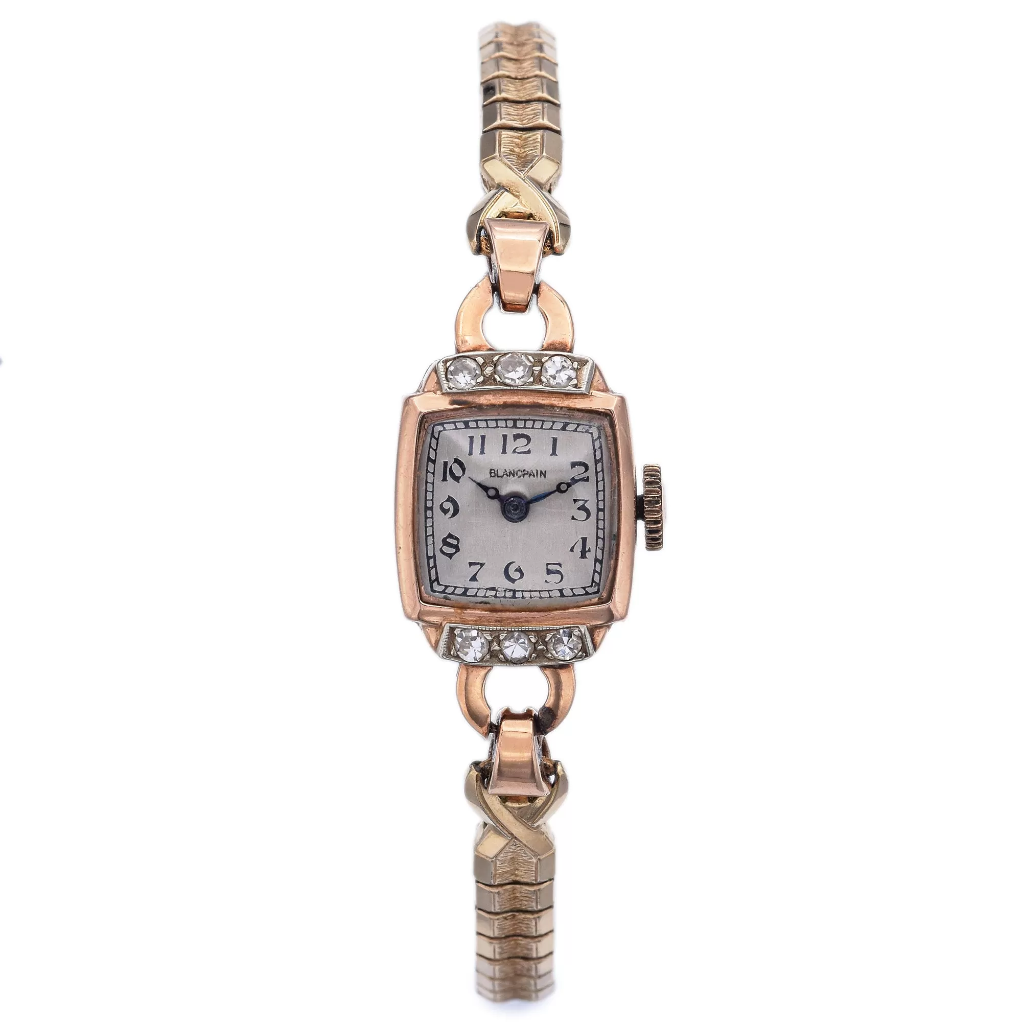 Antique Blancpain 14K Rose Gold Diamond Hand Wind Women's Watch