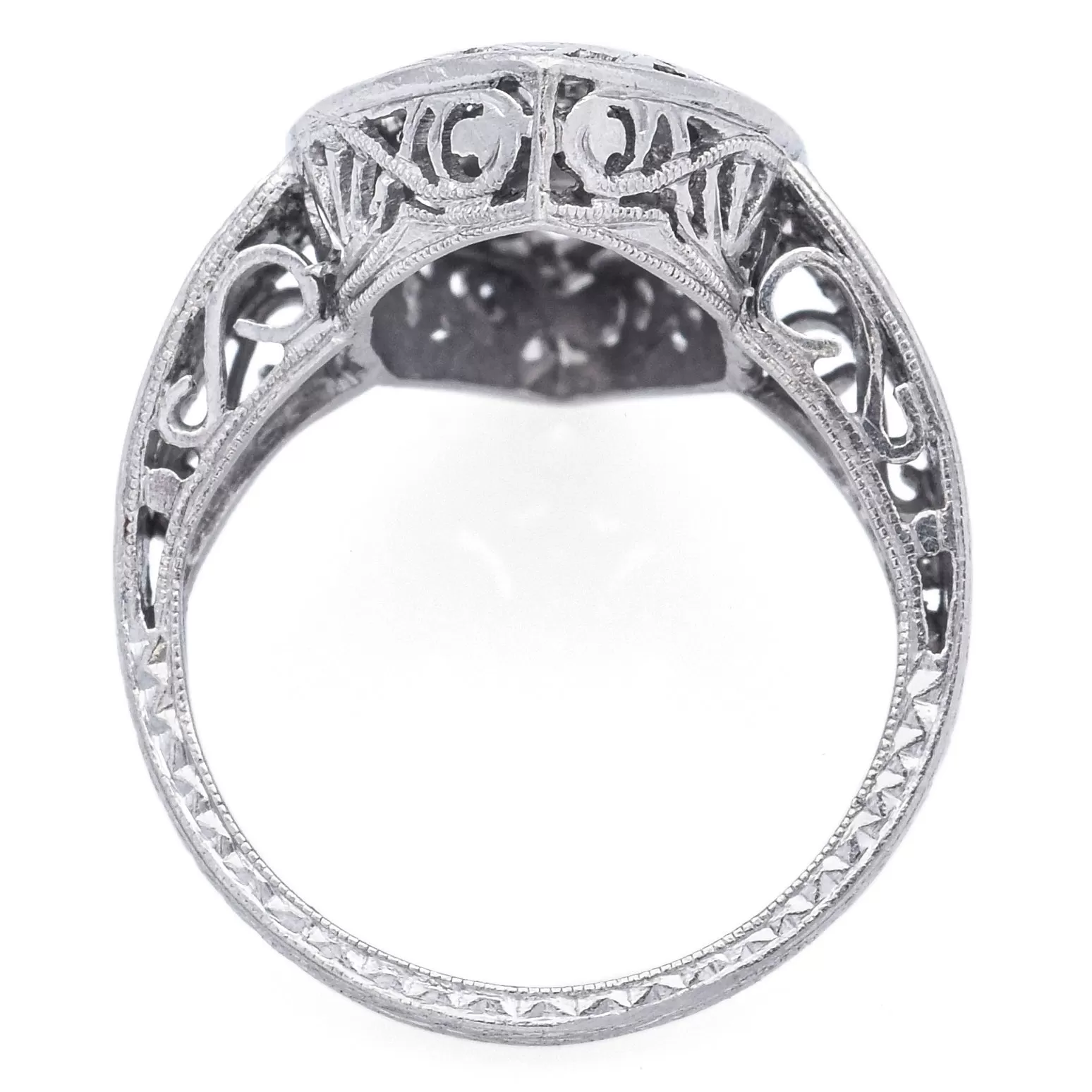 Antique Platinum 0.47 TCW Diamond Navette Cocktail Ring Size 6.25