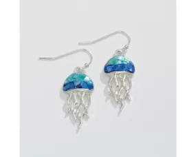 Aqua Inlay Jellyfish Earrings