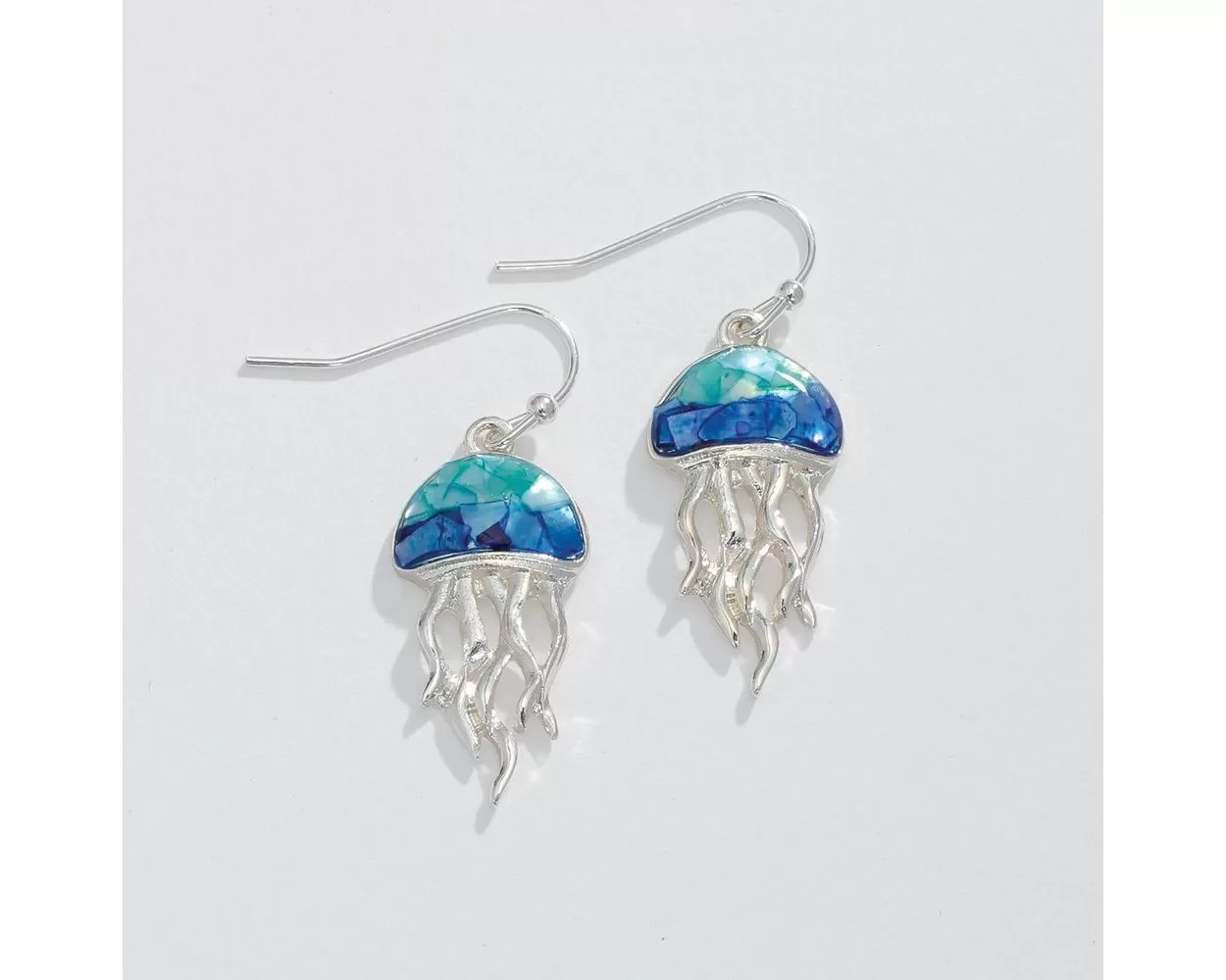 Aqua Inlay Jellyfish Earrings