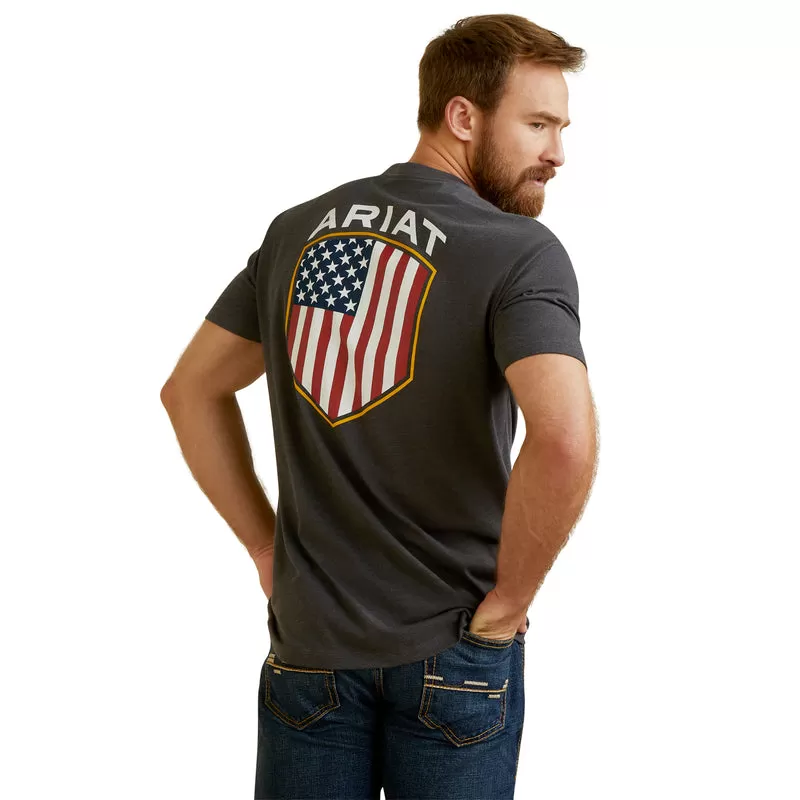 'Ariat' Men's Patriot Badge T-Shirt - Charcoal Heather