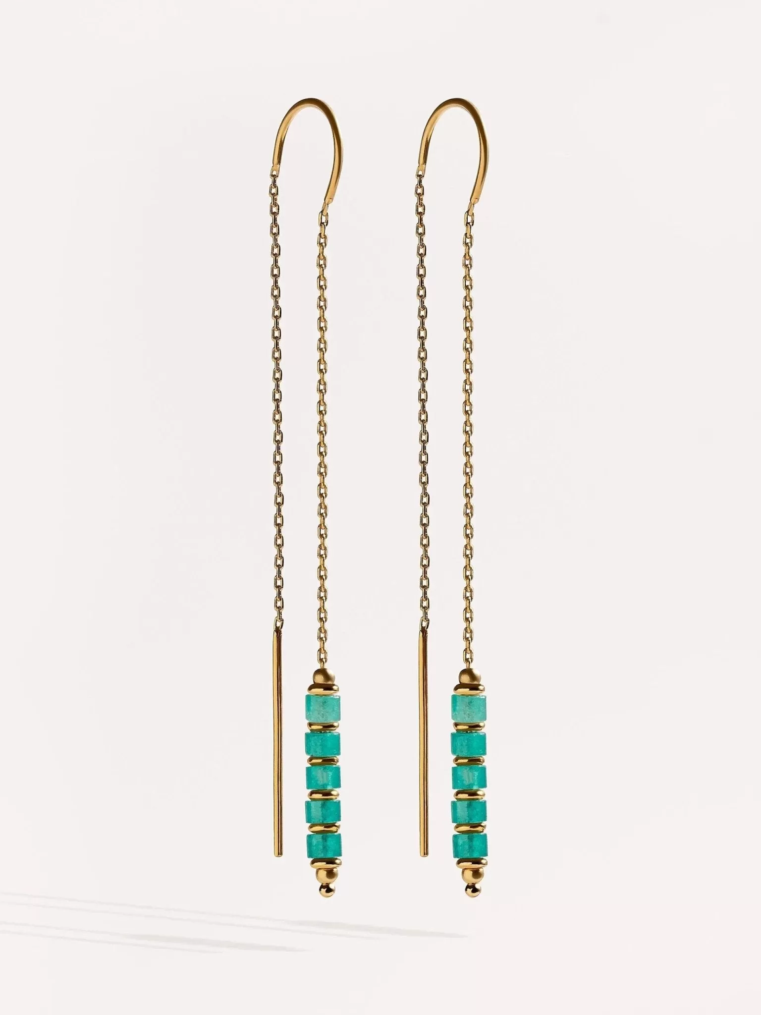 Arietta Green Jade Gold Chain Earrings