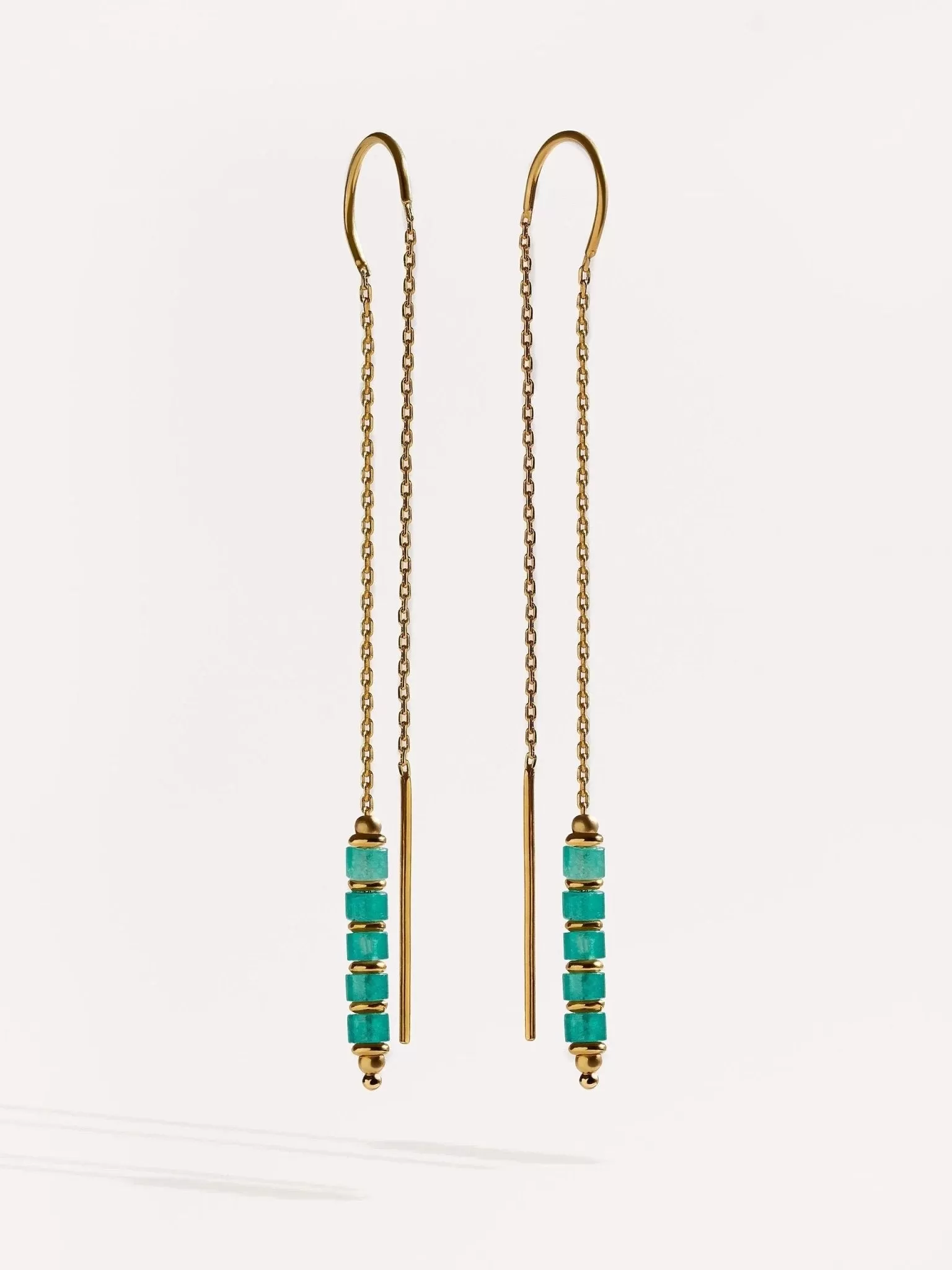 Arietta Green Jade Gold Chain Earrings