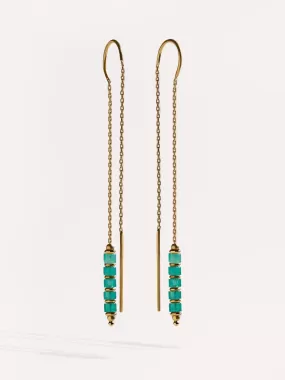 Arietta Green Jade Gold Chain Earrings