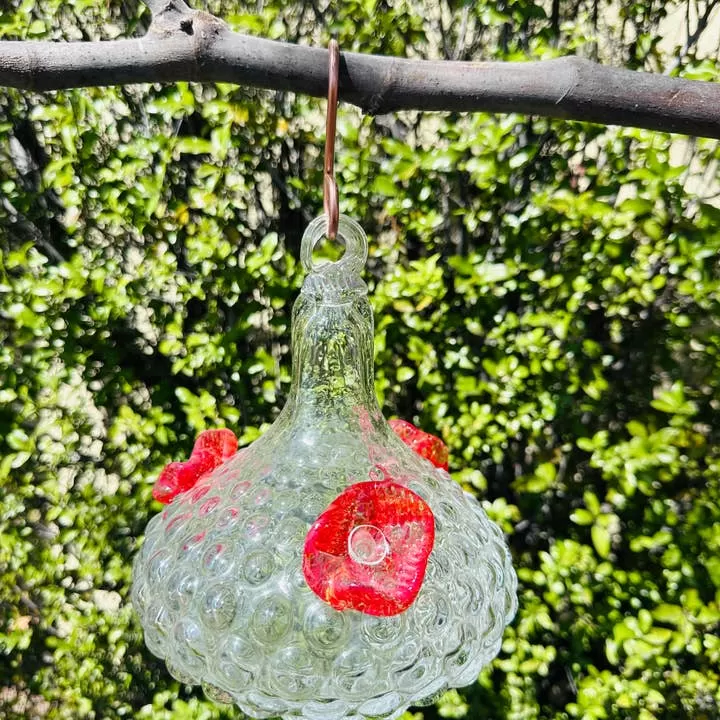 Art Glass Humming Bird Feeder Large