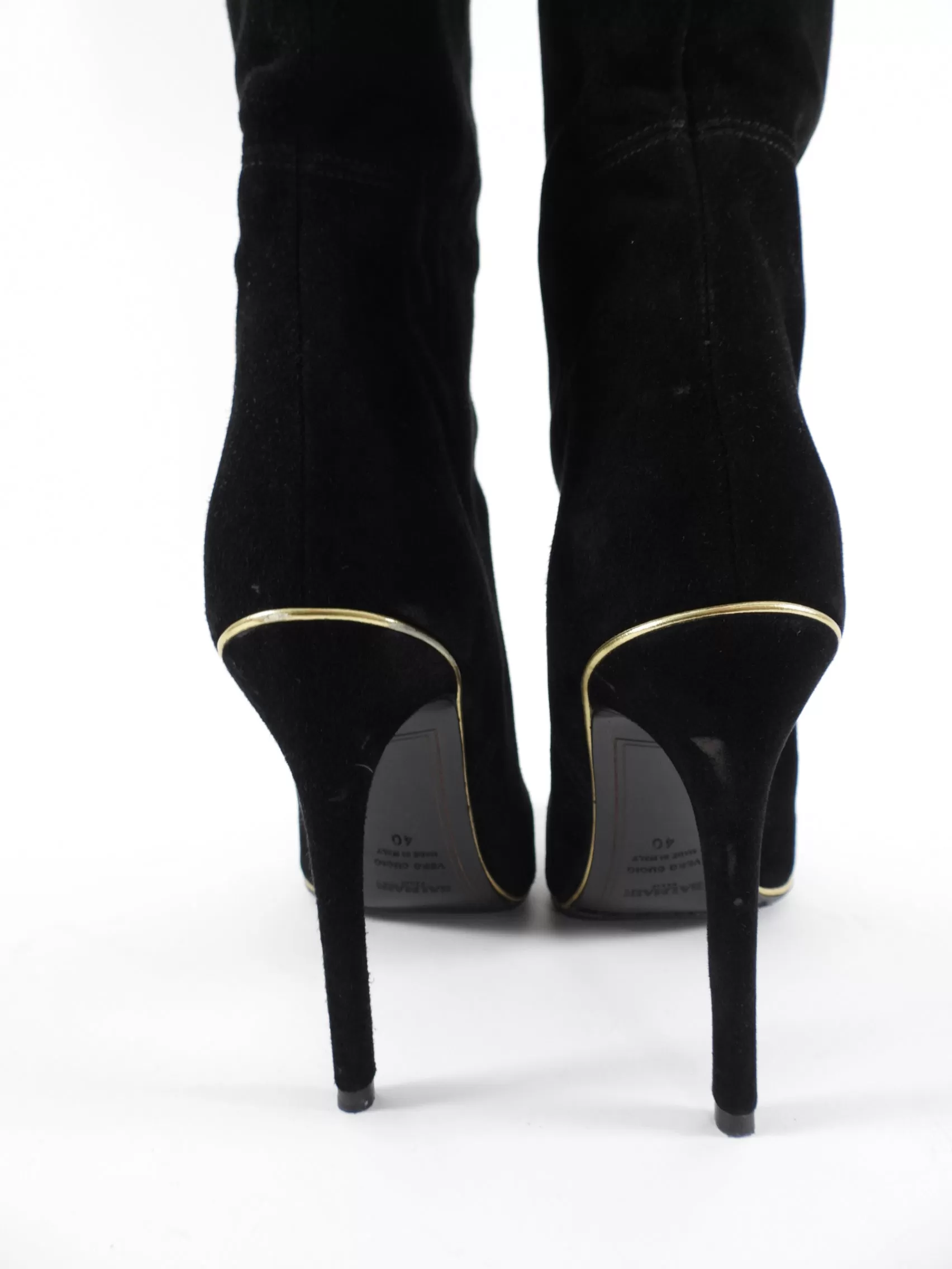 Balmain Black Suede Over the Knee Thigh High Boots - 40 / 10