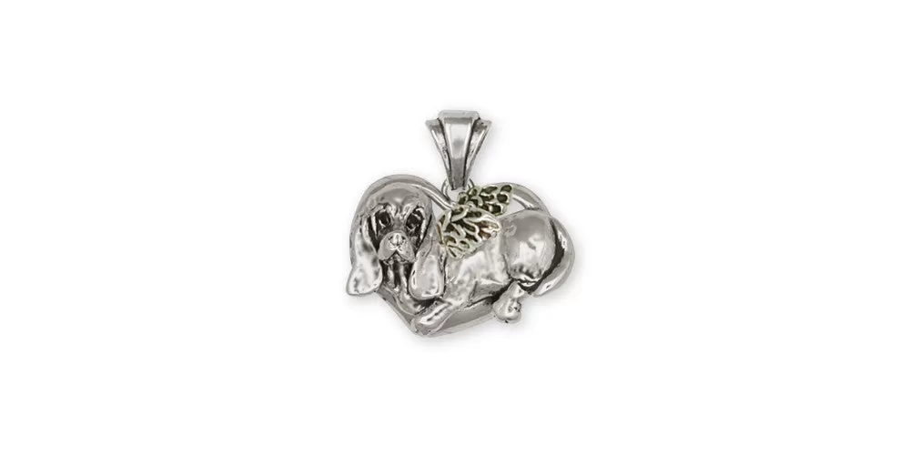 Basset Hound Angel Pendant Jewelry Sterling Silver Handmade Dog Pendant BH2-AP