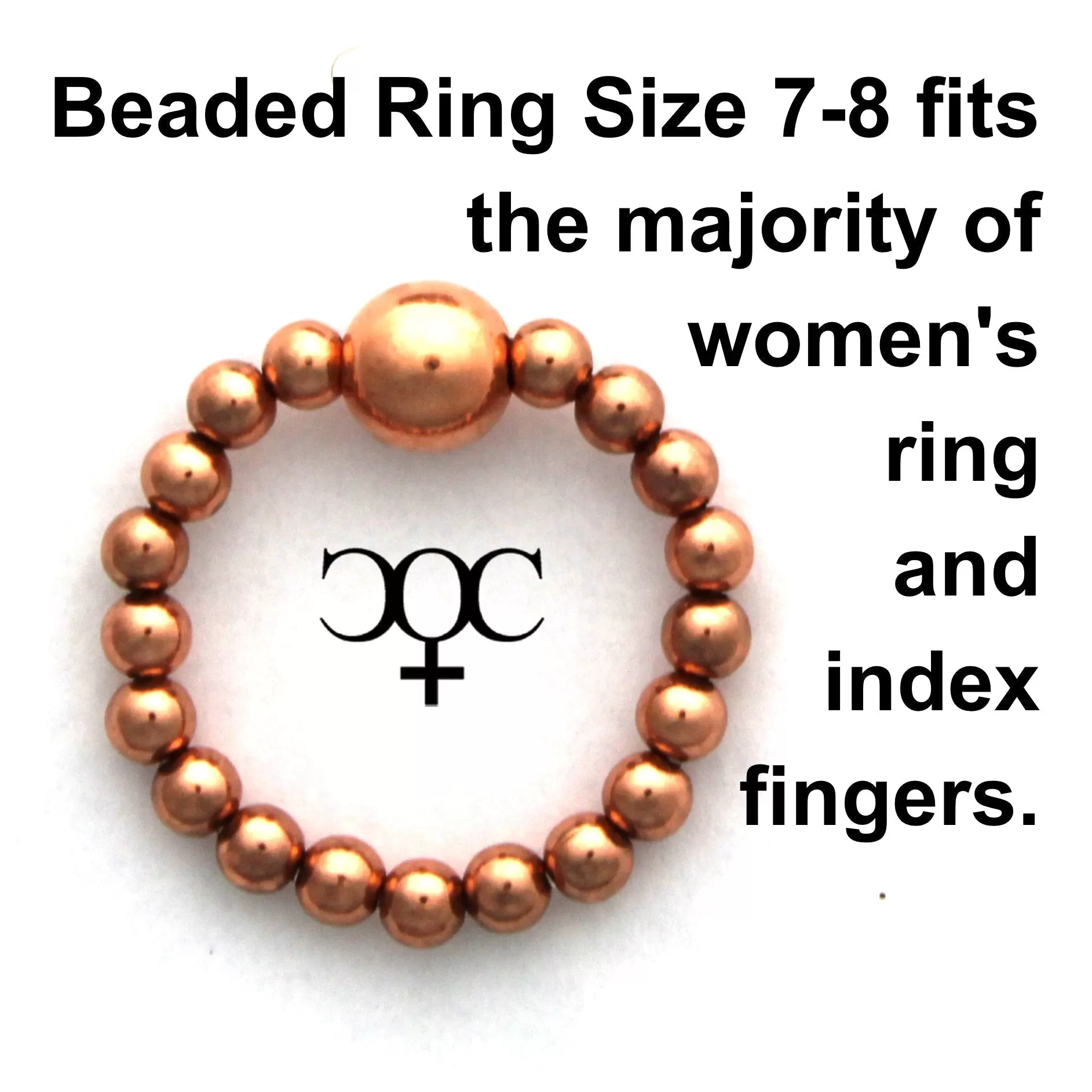 Beaded Copper Ring Set Pure Healing Copper Clear Quartz Crystal 3 Piece Beaded Elastic Ring Set