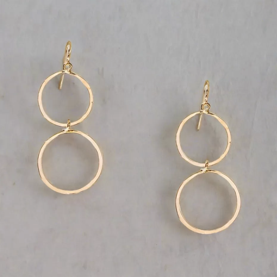 Bella Gold Double Circle Drop Earrings