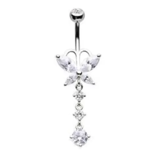 Belly Ring - Cubic Zirconia Butterfly