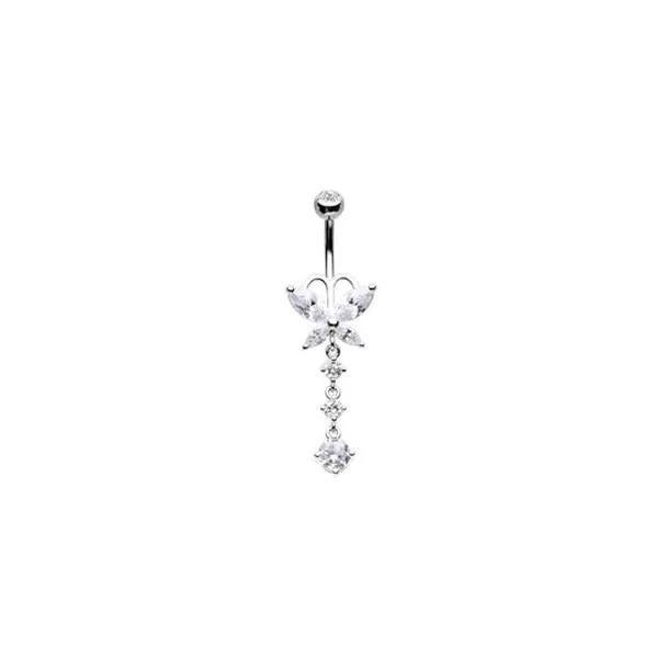 Belly Ring - Cubic Zirconia Butterfly