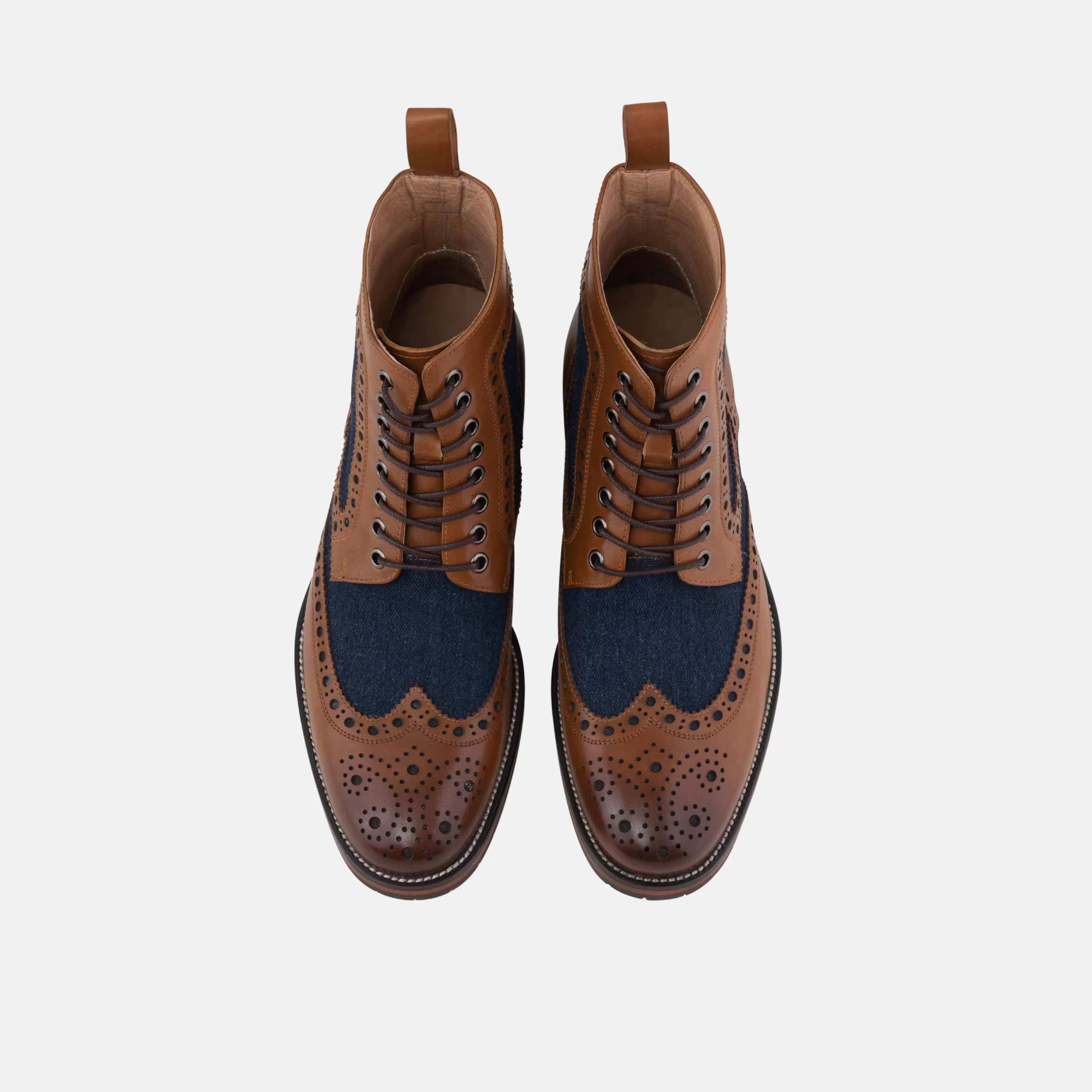 Belmont Denim Wingtip Combat Boots