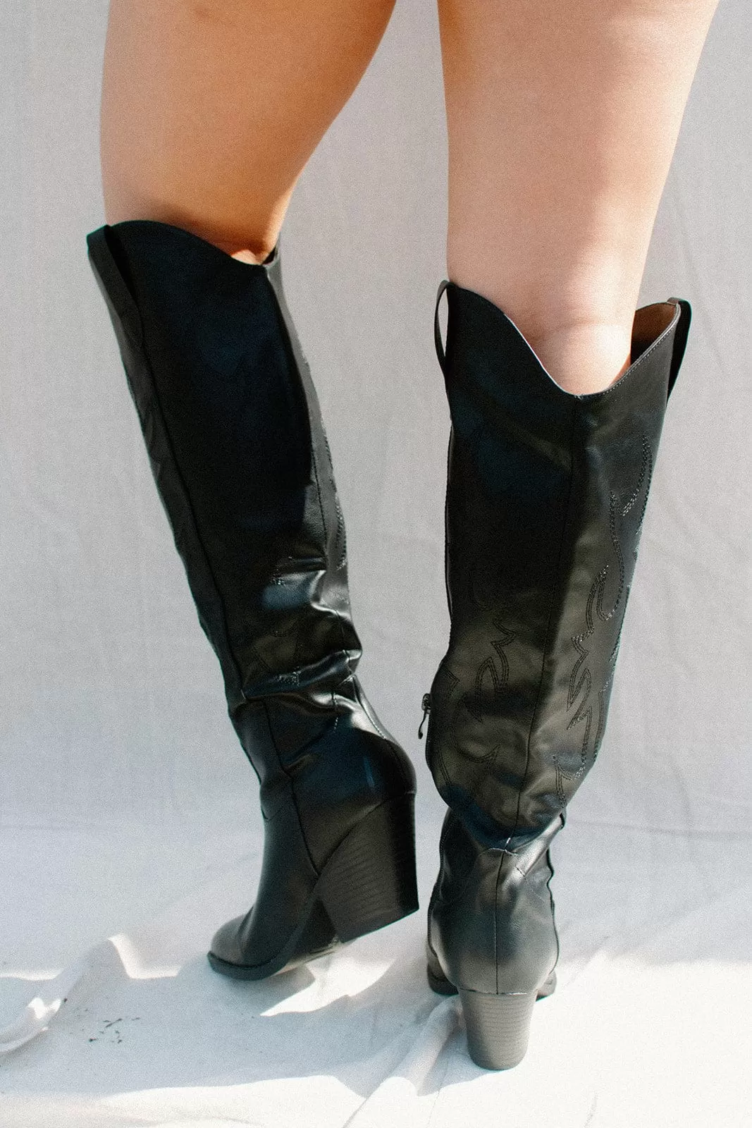 Black Knee High Cowgirl Boots