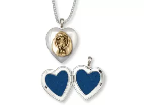 Bloodhound Photo Locket Jewelry Silver And Gold Handmade Dog Photo Locket BHD4-TNT