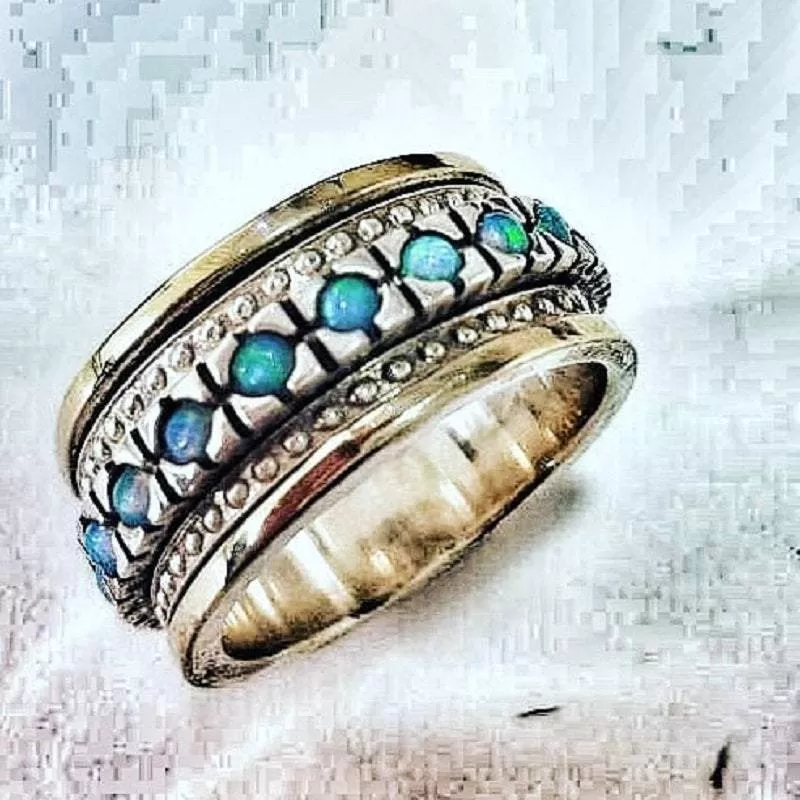 Bluenoemi Israeli spinner rings Blue Opals ring for women | Israel rings