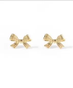 Bow Stud Earrings - Gold