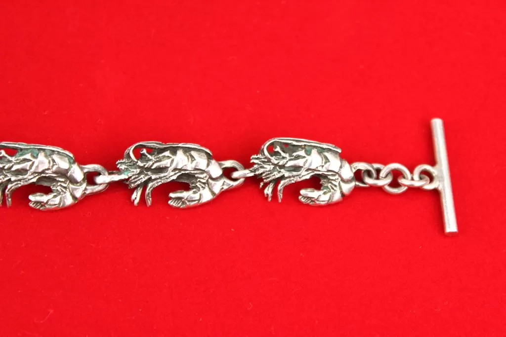 Bracelet with Crawfish Motif in Sterling  Silver