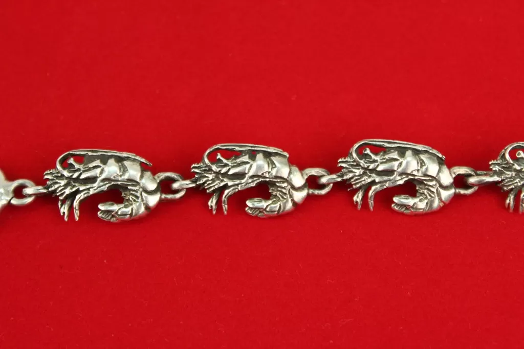 Bracelet with Crawfish Motif in Sterling  Silver