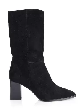 Bumper Mid Calf Boots - Black Suede