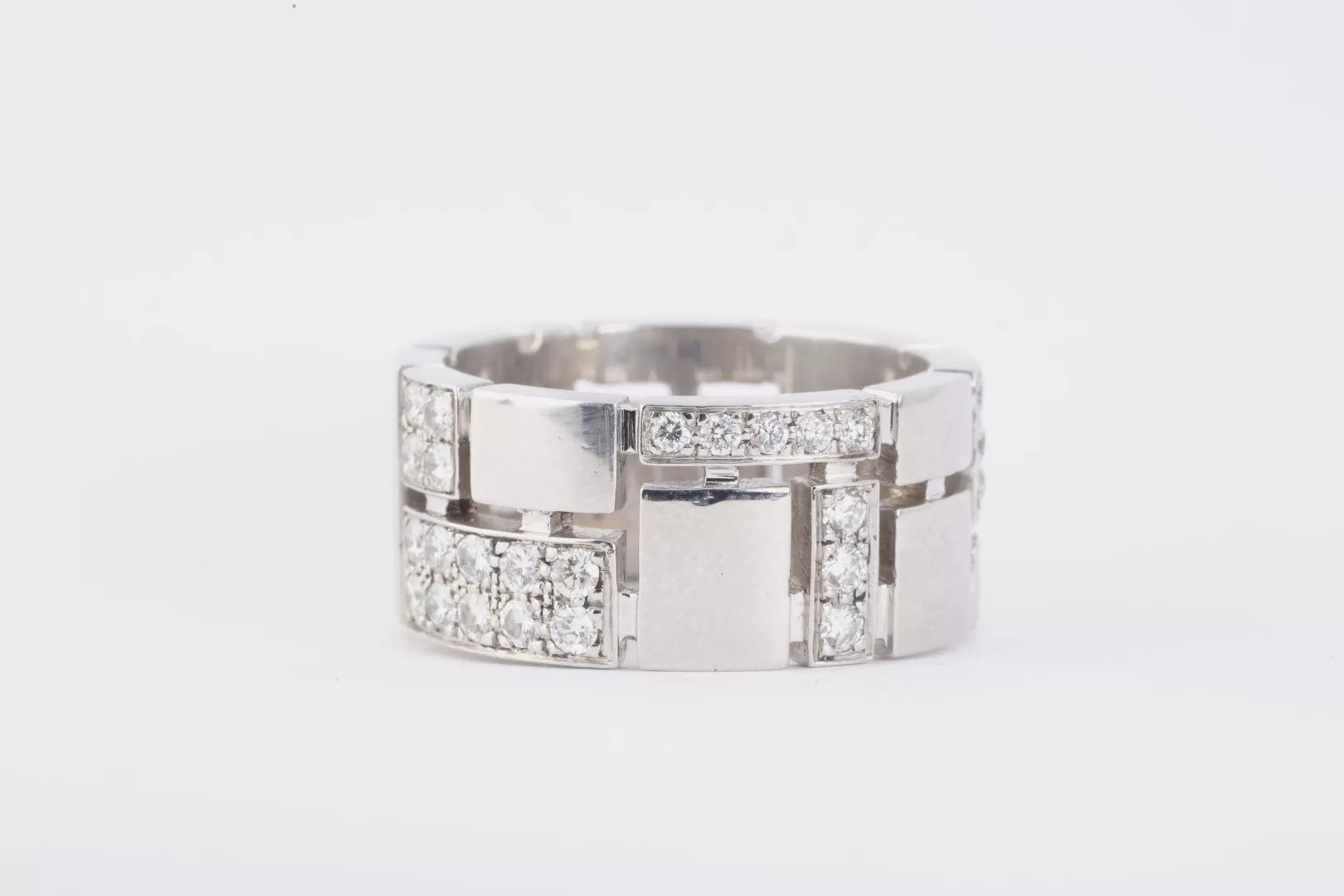 Canturi 18k White Gold 1.49tcw Diamond Geometric Band Ring Size 11 (24.99g.)