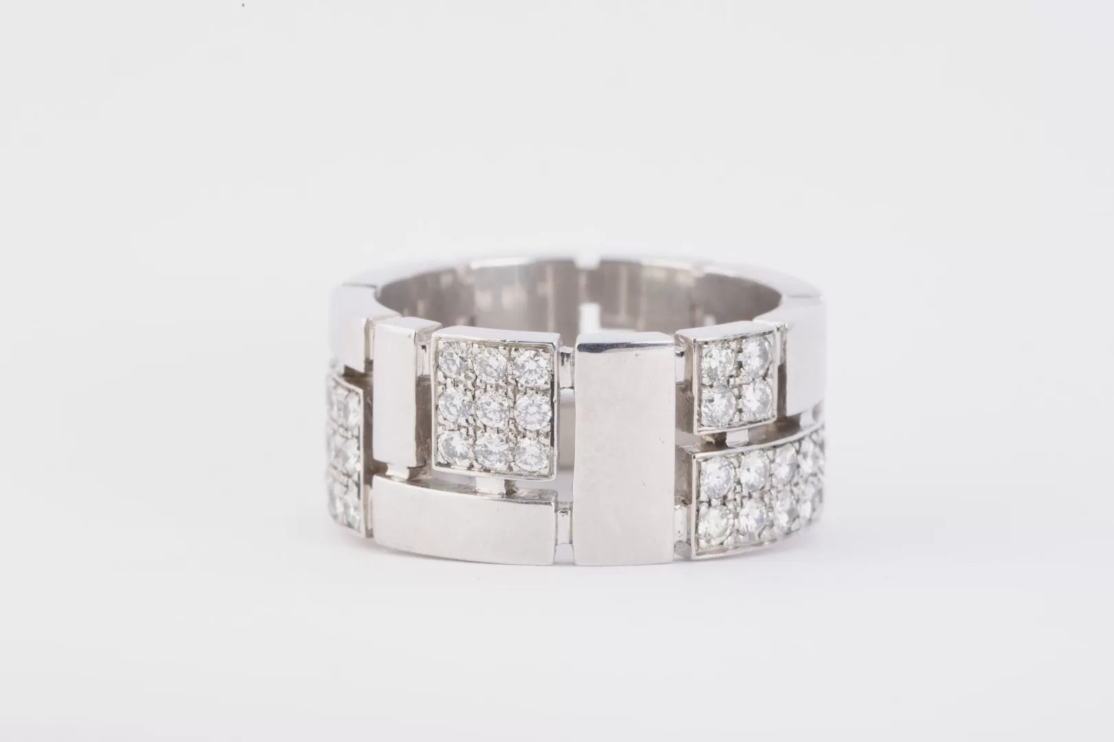 Canturi 18k White Gold 1.49tcw Diamond Geometric Band Ring Size 11 (24.99g.)