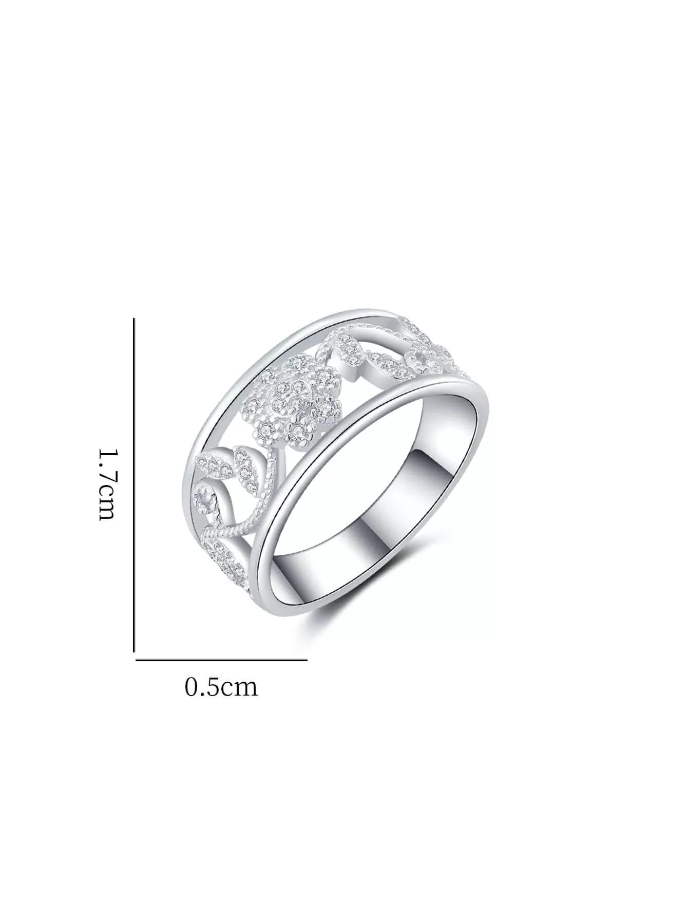 Carved Ring 18ct White Gold Plated Vermeil